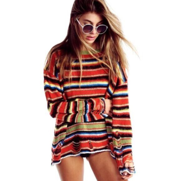 WILDFOX Mexican Blanket Lennon striped sweater RARE HTF - Picture 1 of 5